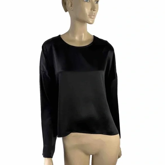 Zoran minimalist black silk dolman sleeves blouse one size